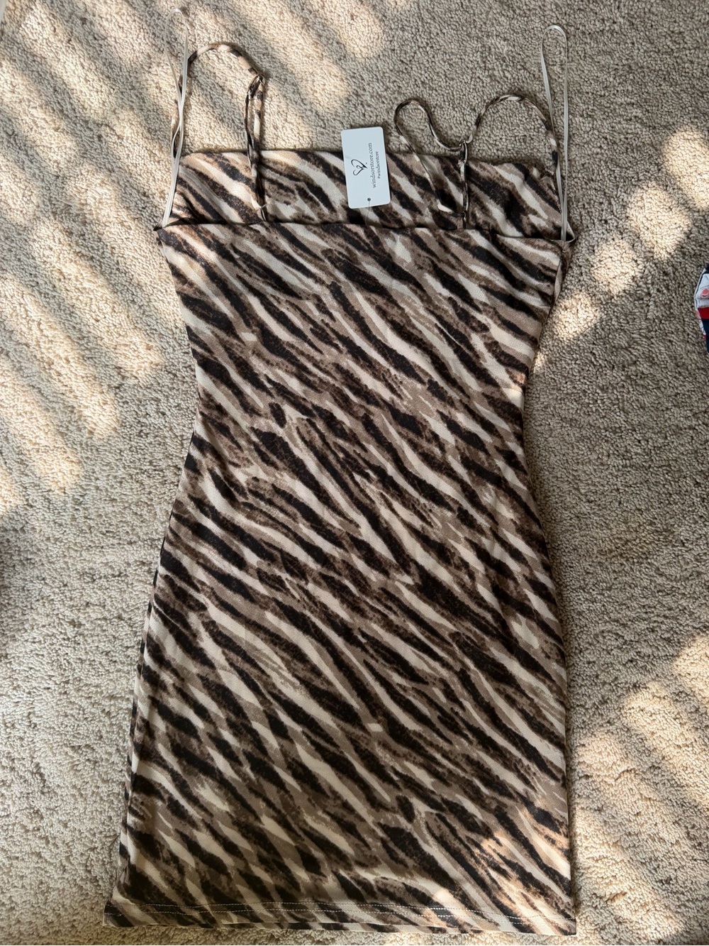 Windsor Zebra-Stripe Slip Dress in Brown and Black - Picture 2 of 3